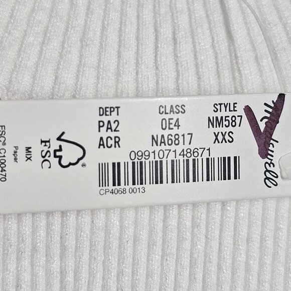 Madewell The Signature Knit Mockneck Sweater Tank Top NM587 White Women XXS‎ NWT - Picture 7 of 15
